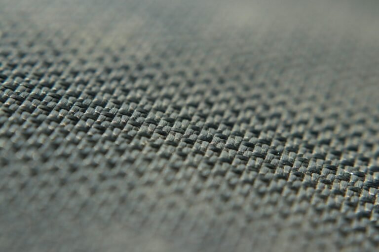 A close up view of a gray fabric